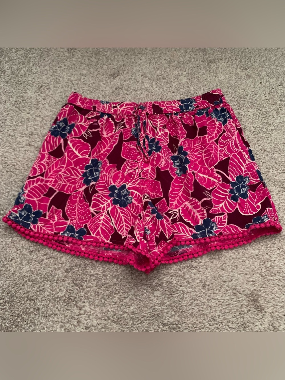 Hollister Fuchsia Floral High-Waist Lounge Shorts